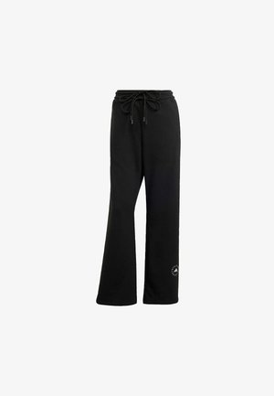 Zwarte wijde sweatpants van zachte stof, met een trekkoord in de taille en een klein logo-detail nabij de zoom.