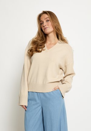 PULLOVER MIANNA - Tops ar garām piedurknēm - sandshell