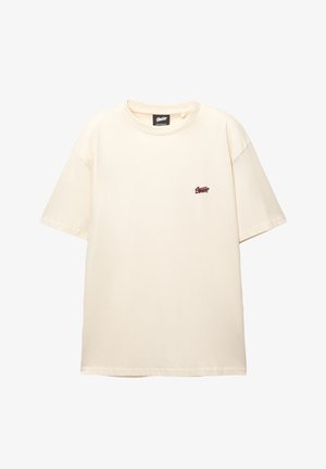 PULL&BEAR WITH LOGO - T-Shirt print - mottled beige