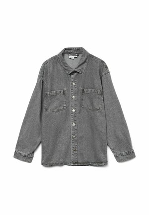 Grijs denim overhemden met een relaxte pasvorm, voorzien van twee borstzakken, een kraag en lange mouwen met manchetten.