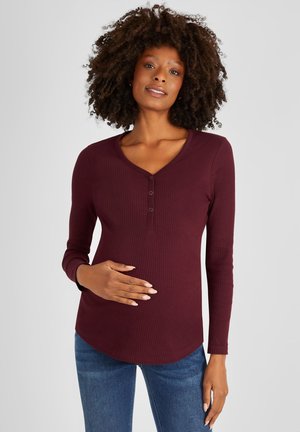 MATERNITY NURSING POPPER FRONT - Maglietta a manica lunga - burgundy red