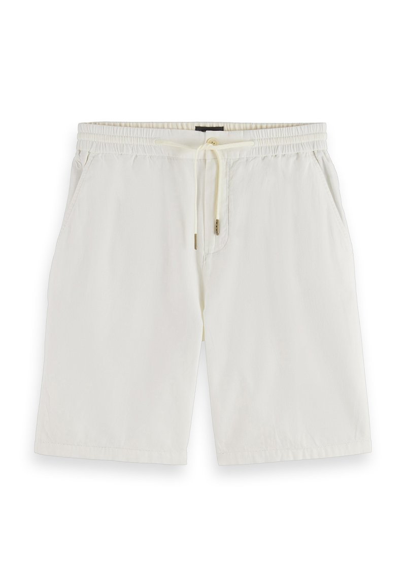 Λευκά βαμβακερά σορτς με ελαστική μέση, ρυθμιζόμενο κορδόνι και πλαϊνές τσέπες. Λεία υφή και ίσια γραμμή. Χωρίς σχέδια ή διακοσμητικά.