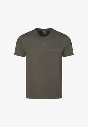 Camiseta verde de manga corta en un tejido suave con un escote redondo. Presenta el texto "PROJECT X PARIS" bordado a juego en la parte frontal.