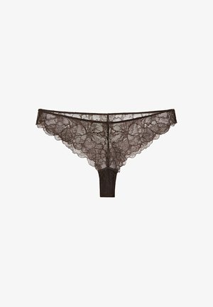 Massimo Dutti, FLORAL LACE BRIEFS - Slip - dark brown