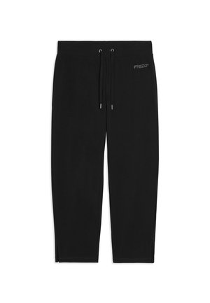 Pantaloni casual neri con vita con coulisse, gambe dritte, piccole aperture laterali e logo "Freddy" nella parte superiore destra.