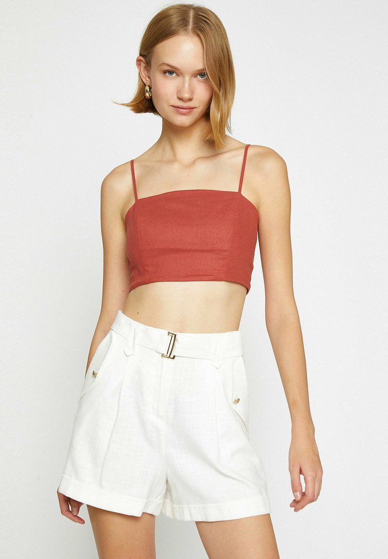 Koton CROP TANK THIN STRAPPY - Top - brown