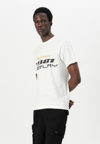 Replay SHORT SLEEVE GRAPHIC - Tricou cu imprimeu - natural white