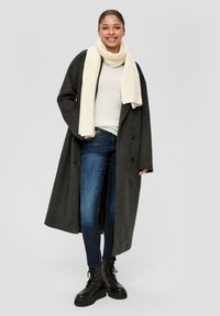 QS MIT ROLLSAUMBLENDE - Strickpullover - ecru