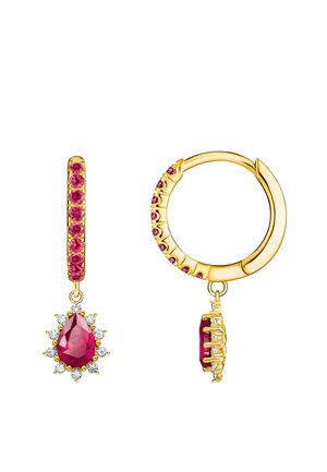 Earrings - white dark red gold-coloured