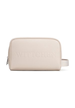 Neceser rectangular beige con texto "WITTCHEN" sutilmente grabado en relieve, asa lateral y cierre de cremallera en el lado izquierdo.