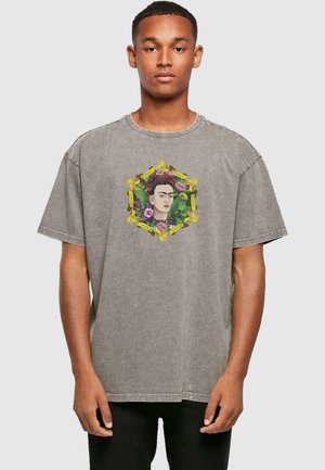 FRIDA KAHLO FRAME THREE ACID WASHED HEAVY OVERSIZE TEE - T-Shirt print - asphalt