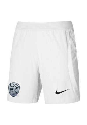 Pantaloncini sportivi bianchi con lo stemma della nazionale slovena sulla gamba sinistra e il logo Nike nero sulla gamba destra.