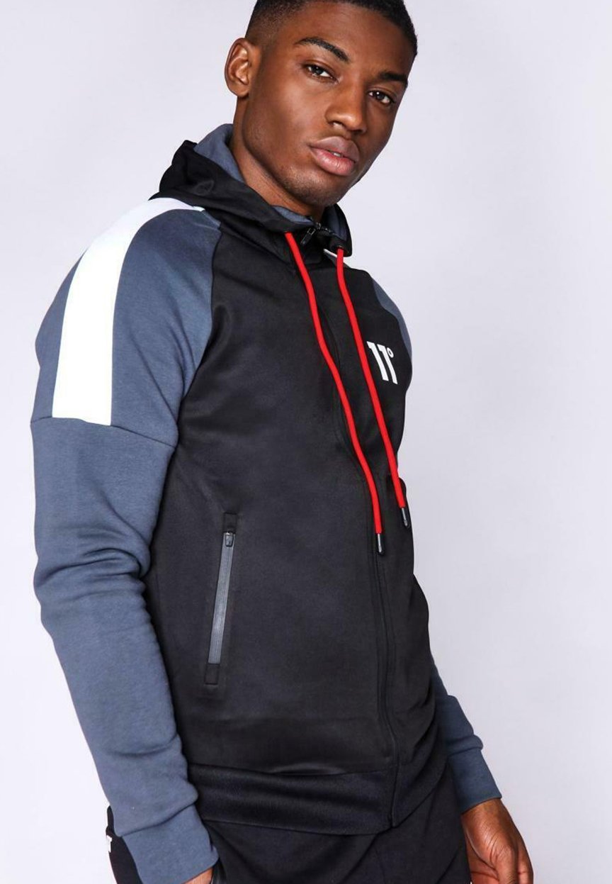11 DEGREES Sudadera con cremallera - black/white/grey/negro - Zalando.es