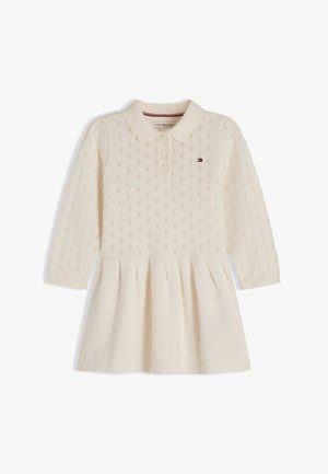 Tommy Hilfiger, POINTELLE CABLE DRESS - Strikkjoler - ivory silk