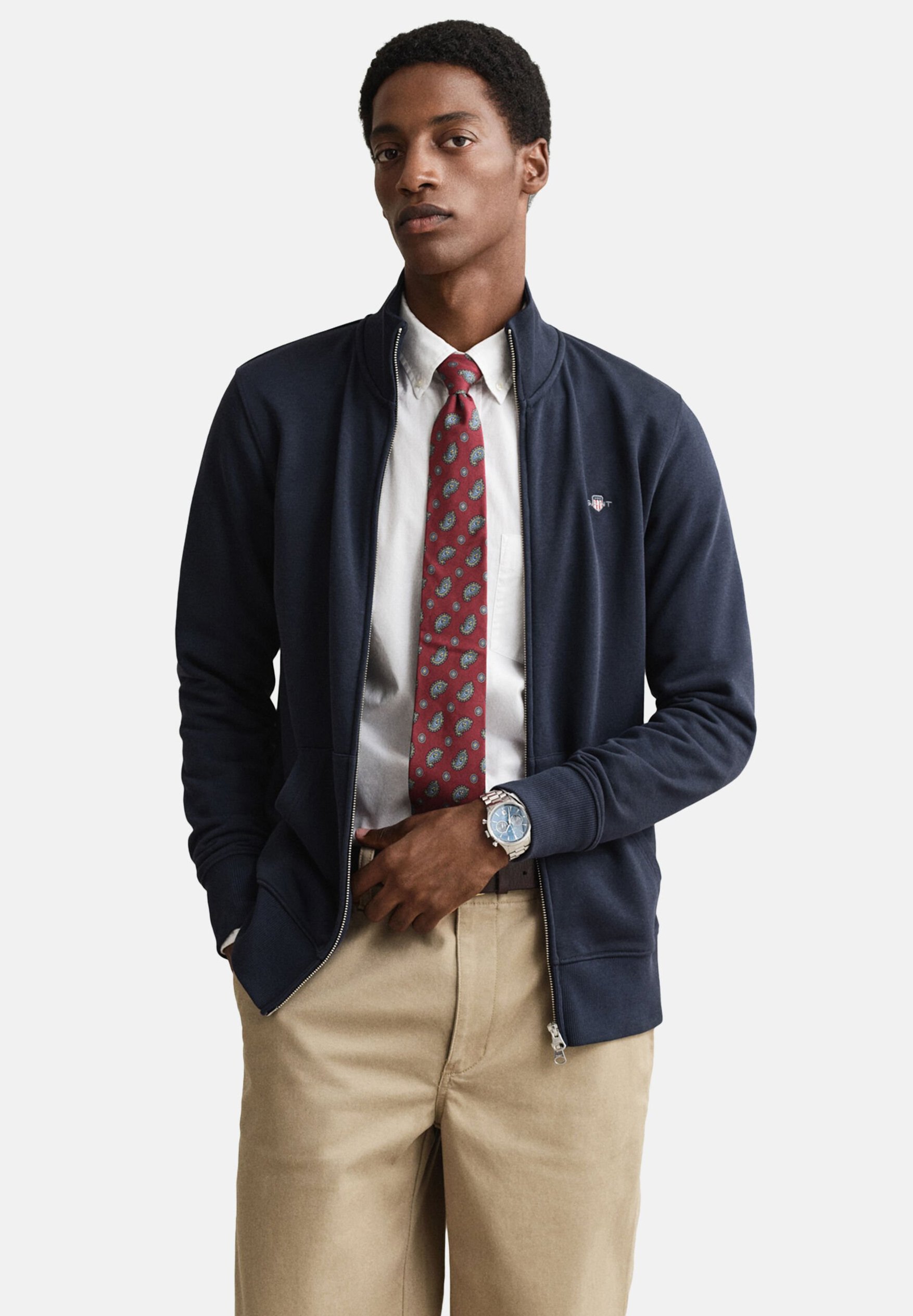 GANT REG SHIELD - Felpa con zip - evening blue/blu scuro - Zalando