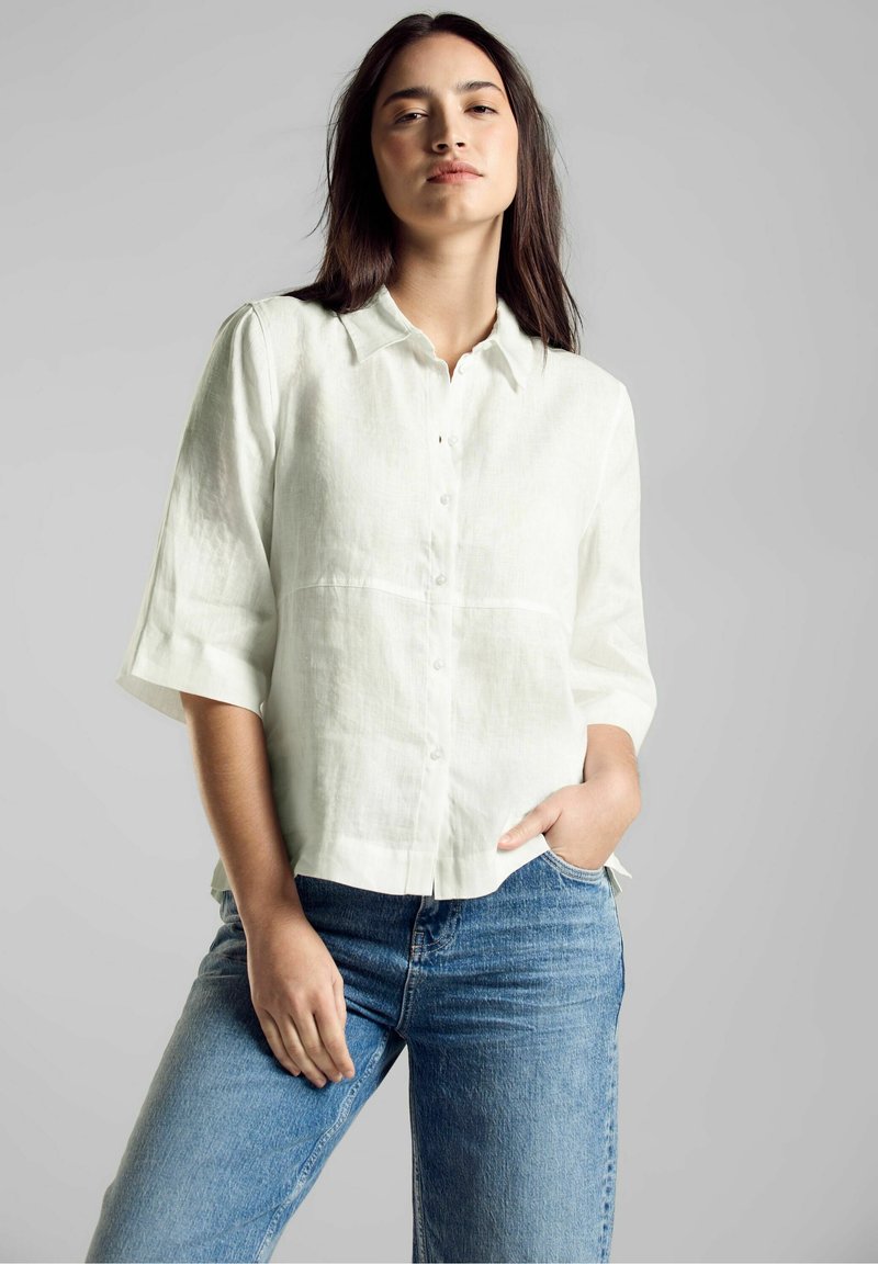 Street One LEICHTE LEINENBLUSE - Hemdbluse - weiß/offwhite