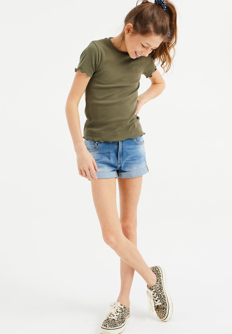 WE Fashion MET STRUCTUUR - Triko s potiskem - army green