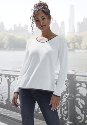 LASCANA, LASCANA V-AUSSCHNITT-PULLOVER - Jumper - weiß-schwarz