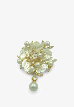 HEBE JEWELS, CLASSIC - Broche - weiss/gold coloured