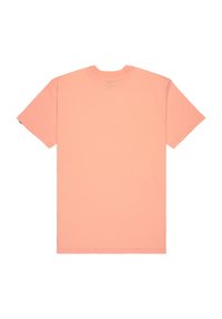 Tričko s krátkým rukávem z jemného broskvového bavlněného materiálu. Kl klasikový kulatý výstřih, hladký zadní díl a uvolněný střih bez viditelných log nebo vzorů.