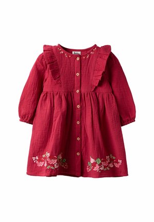 REGULAR FIT - FLORAL FRILL SLEEVE BUTTON THROUGH - Marškininė suknelė - burgundy robin