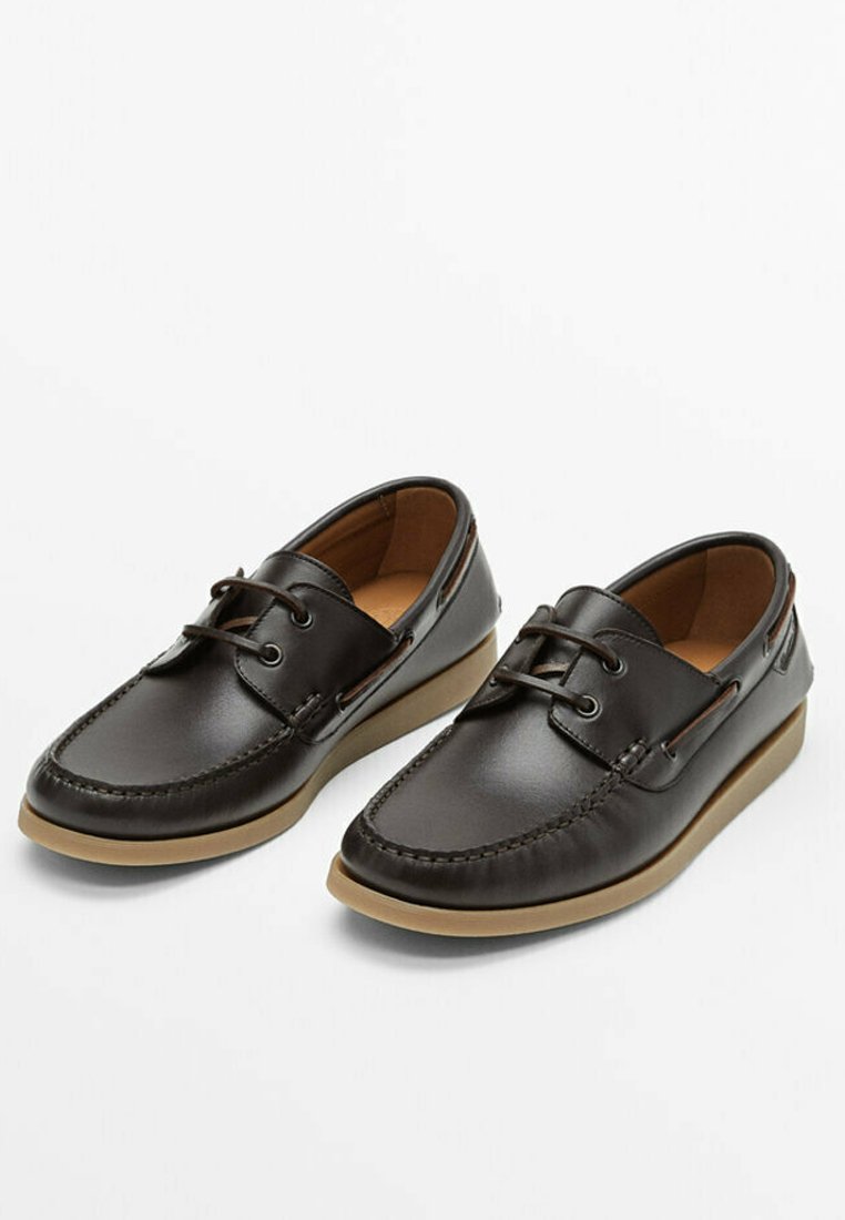 Massimo Dutti Nappa Boat Shoes, Men's, Size: 6, Dark Brown - Leather