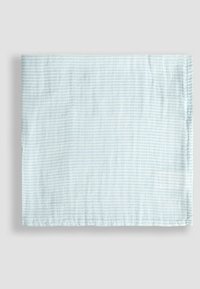 Heledsinine kangas, kerge tekstuuriga, millel on peen triibuline muster. Ristkülikukujuline kuju, õmmeldud servadega, ilma täiendavate kaunistusteta.