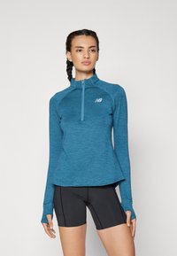 New Balance ATHLETICS GRID 1/2 ZIP - Tops ar garām piedurknēm - terrarium heather