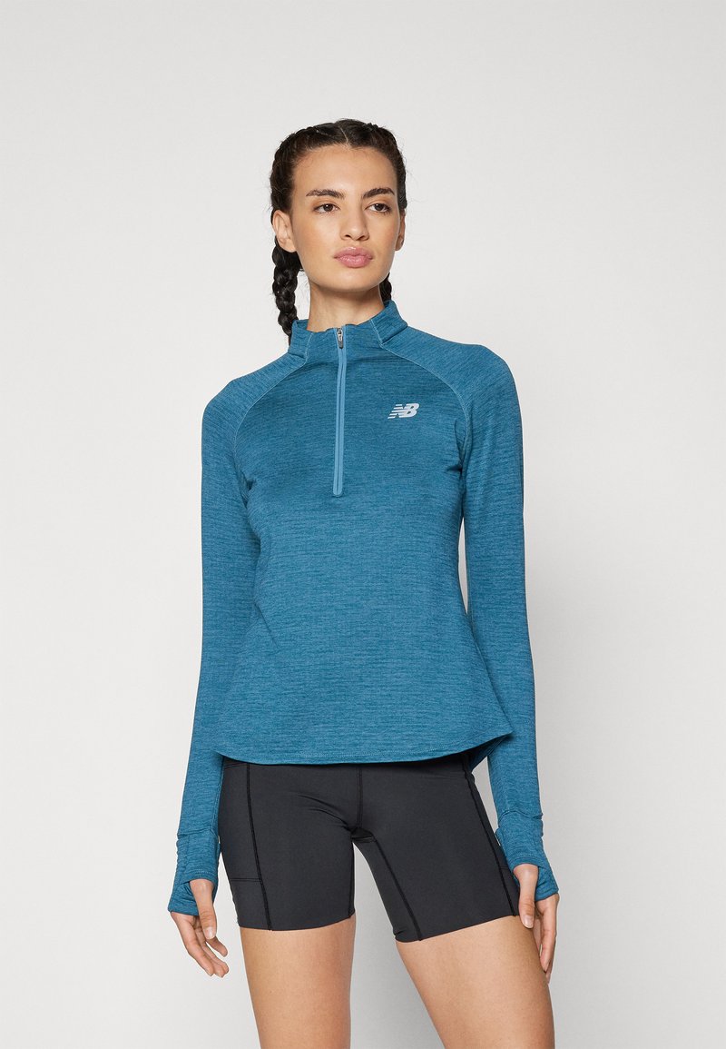 New Balance ATHLETICS GRID 1/2 ZIP - Tops ar garām piedurknēm - terrarium heather