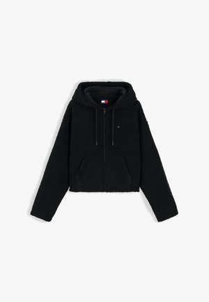 Tommy Jeans, TEDDY FLEECE ZIP-THRU HOODY - Яке от полар - black