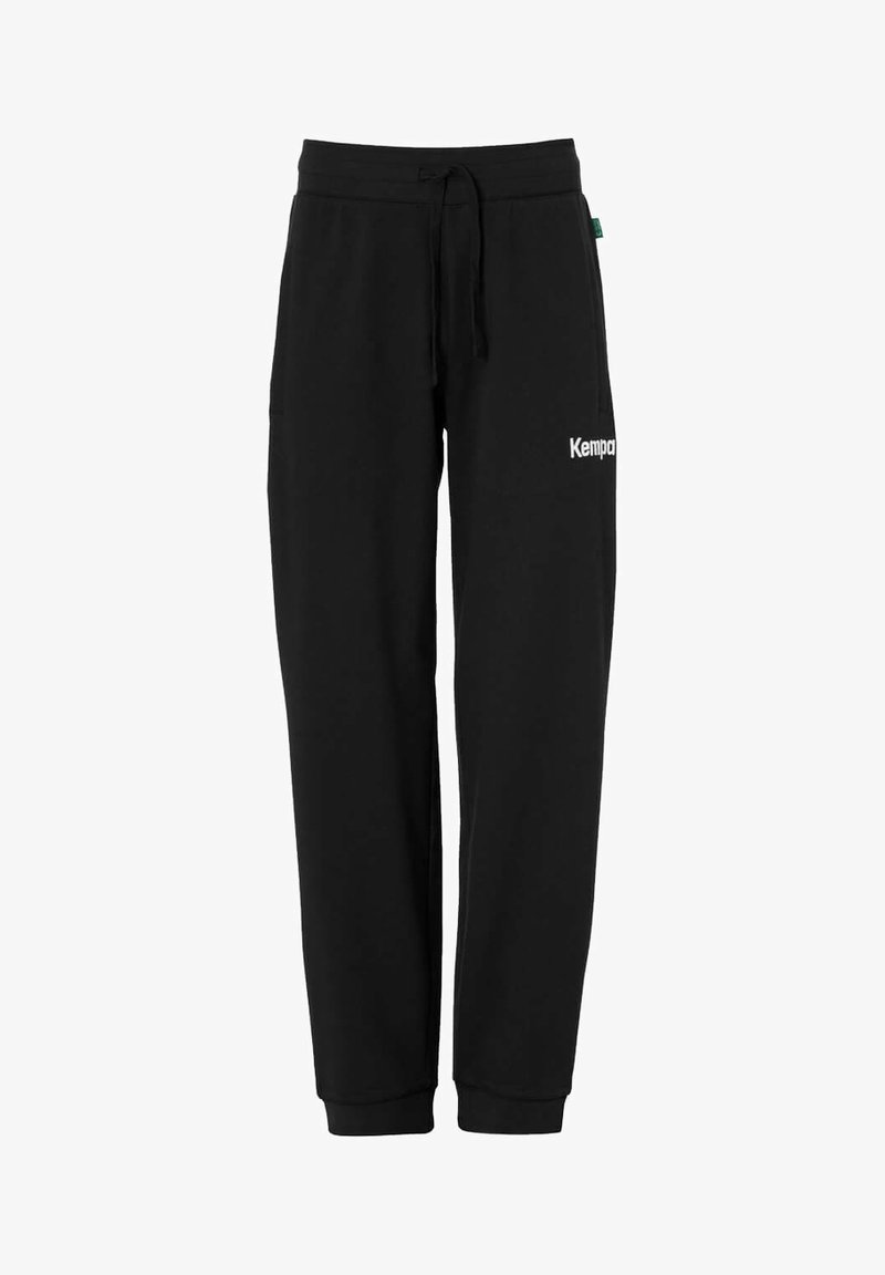 Zwarte sweatpants gemaakt van een katoenmix, met een trekkoord in de taille en taps toelopende boorden. 'Kemp' logo in het wit weergegeven op het onderbeen.