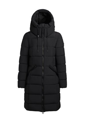 Must täispikad talvejope lukuga ees ja suure kapuutsiga. Omab tikitud sektsioone ning küljetaskuid tõmblukkudega. Pehme, siledast kangast.