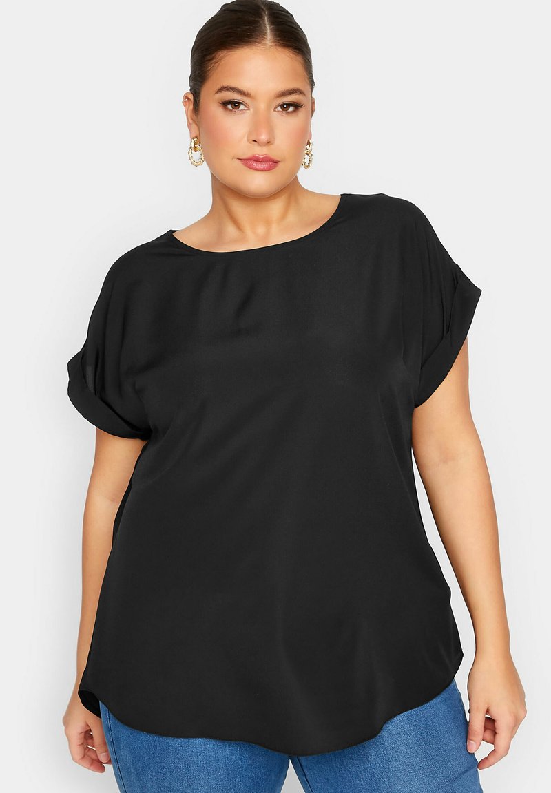 Yours Clothing TAB SLEEVE Blouse black/zwart Zalando.nl