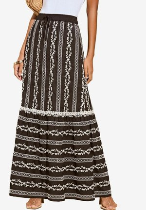 Lipsy EMBROIDERED ONETIER - Maxi szoknya - black