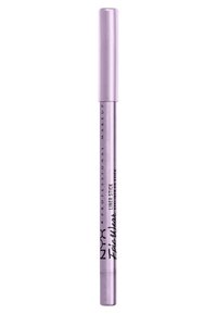 Crayon eyeliner violet avec une finition métallique, dotée d'un design de tube lisse et d'un mécanisme de torsion pour une application facile.