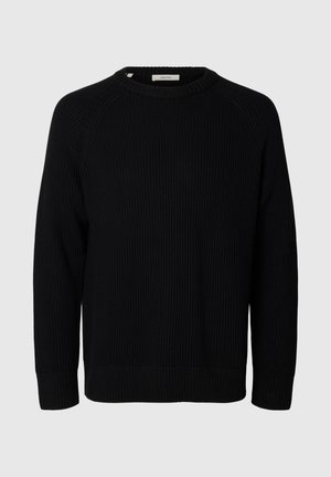 Selected, SLMBRAUN KNIT RIB CREW NECK NOOS - Maglione - black