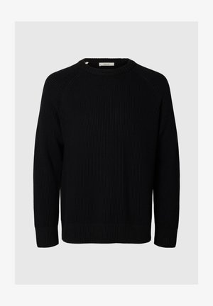 Selected, SLMBRAUN KNIT RIB CREW NECK NOOS - Maglione - black