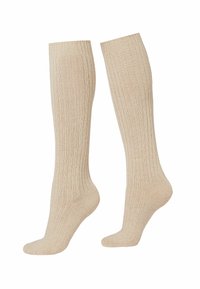 RIBBED LONG - Kniekousen - grau light natural