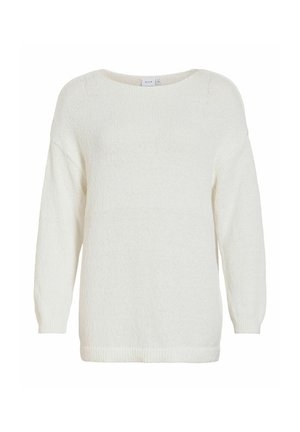 VILA, KNITTED PULLOVER VIADDIE ROUND NECK - Striktrøje - cloud dancer
