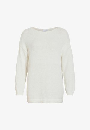VILA, KNITTED PULLOVER VIADDIE ROUND NECK - Striktrøje - cloud dancer