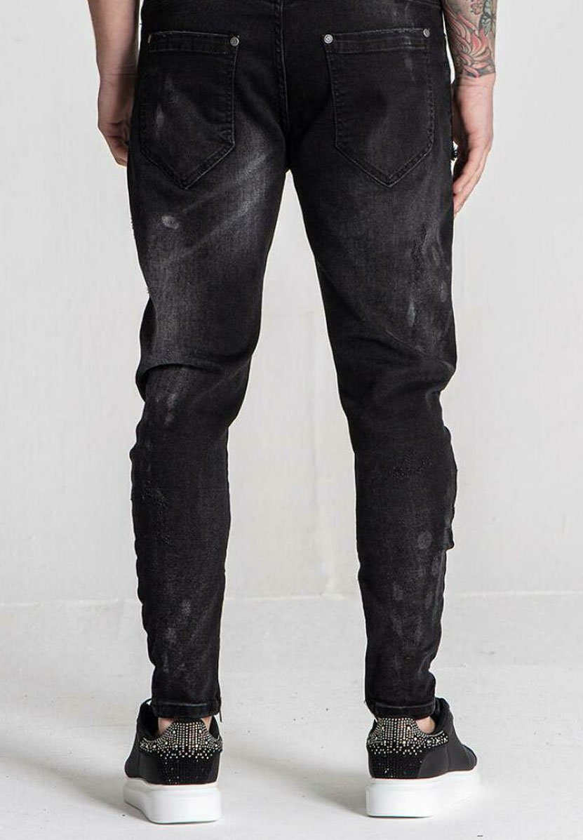 Gianni Kavanagh DISTRESSED ZIP - Slim fit jeans - black - Zalando