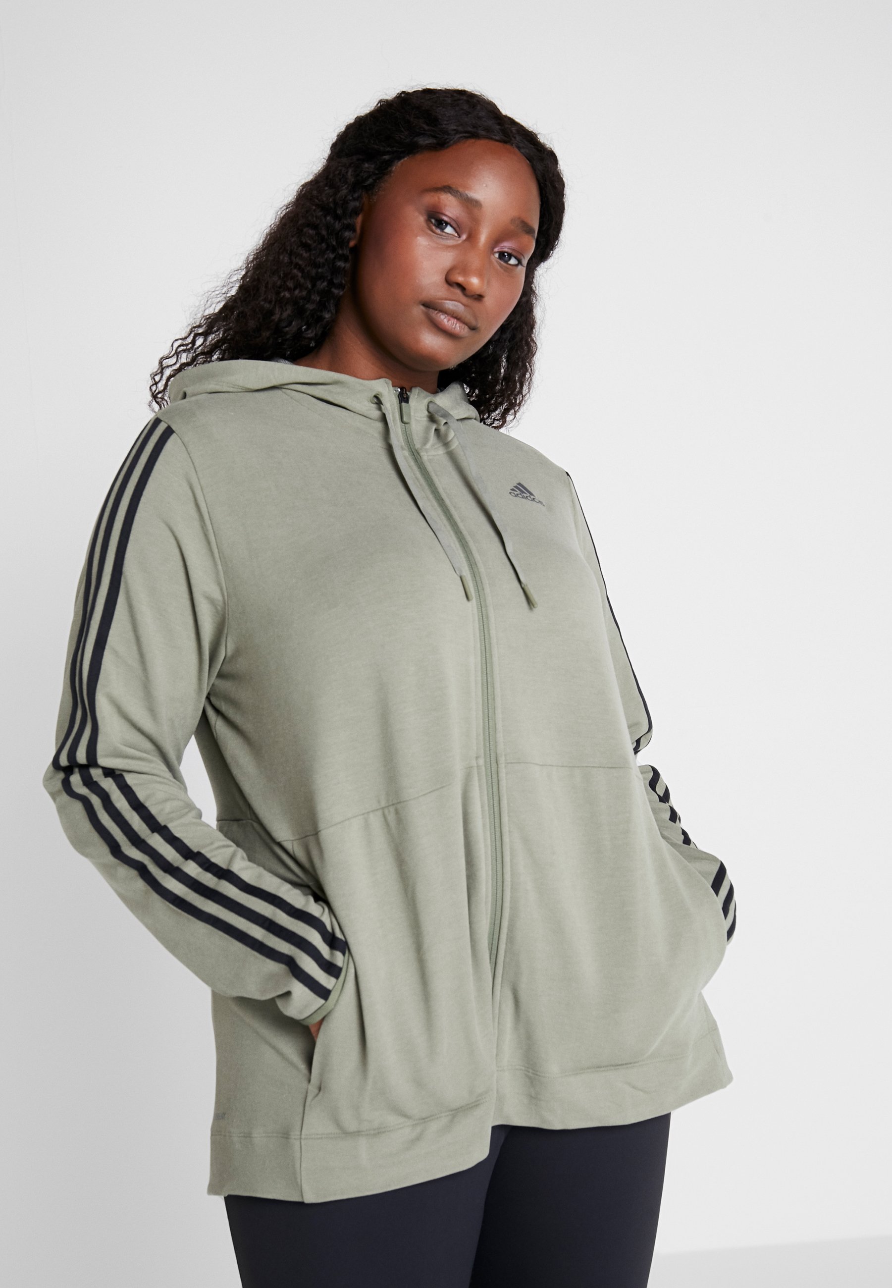 adidas Performance 3S HOOD Sweatjacke legend green adidas Performance 3S HOOD Sweatjacke legend green