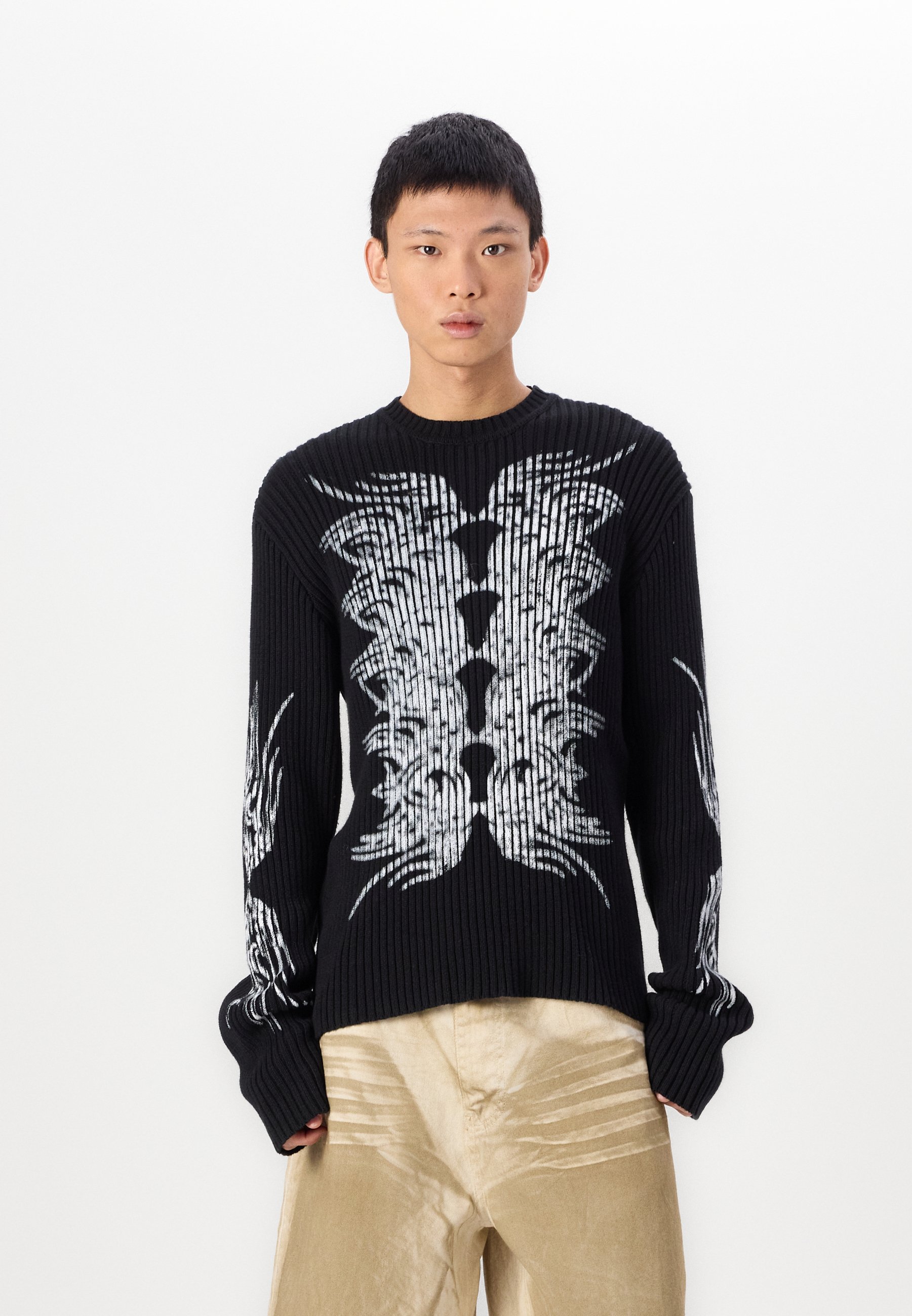 Jaded London BLACK TATTOO RIBBED KNIT UNISEX - Jumper - multi 