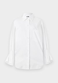 Witte button-up shirt van katoen met een klassieke kraag, lange mouwen en uitlopende manchetten. Heeft één borstzak. Gladde textuur.