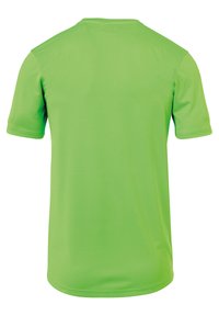 Korte mouwen, ronde hals T-shirt in felgroen, gemaakt van gladde stof met een eenvoudig ontwerp en geen zichtbare logo's of patronen.