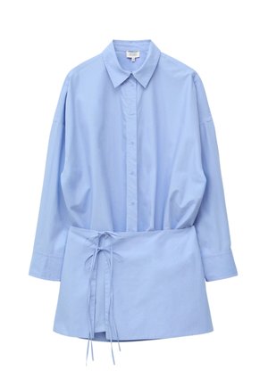 & OTHER STORIES, & OTHER STORIES TIE-DETAIL MINI SHIRT DRESS - Tričkové šaty - light blue