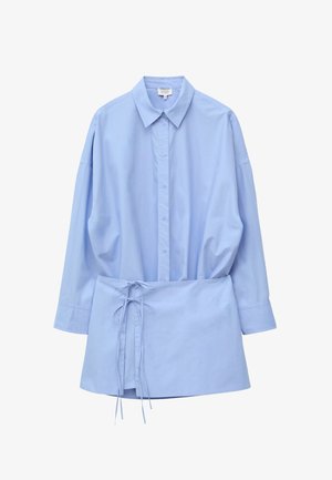 & OTHER STORIES, & OTHER STORIES TIE-DETAIL MINI SHIRT DRESS - Tričkové šaty - light blue