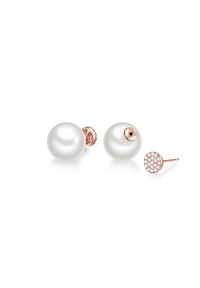OHRSTECKER ROSÉGOLD MUSCHELKERNPERLE WEISS ZIRKONIA WEISS LULU & JANE PERLENOHRSTECKER - Kõrvarõngad - weiß