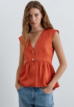 Scalpers, SCALPERS SCCRINKLESATEN TOP - Blusa - dark orange