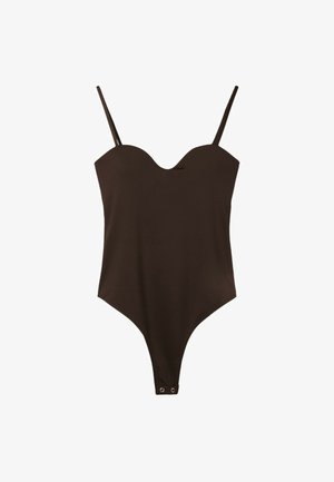 Stradivarius, PADDED CUP BODYSUIT - Débardeur - dark brown